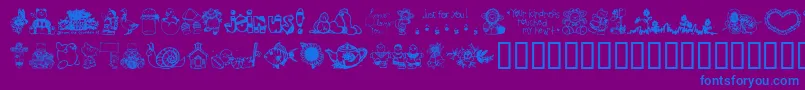 LittleCuties-Schriftart – Blaue Schriften auf violettem Hintergrund