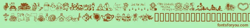 LittleCuties Font – Brown Fonts on Green Background