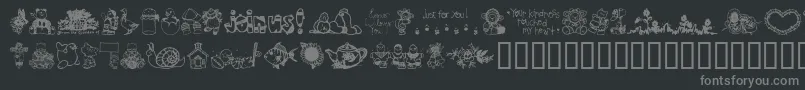 Saiba mais sobre a fonte LittleCuties Fonte LittleCuties – fontes cinzas em um fundo preto