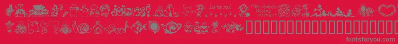 Fonte LittleCuties – fontes cinzas em um fundo vermelho