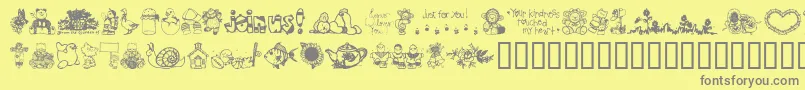 LittleCuties-fontti – harmaat kirjasimet keltaisella taustalla