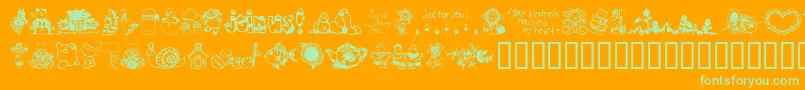 LittleCuties Font – Green Fonts on Orange Background