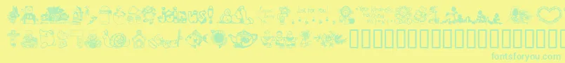 LittleCuties Font – Green Fonts on Yellow Background