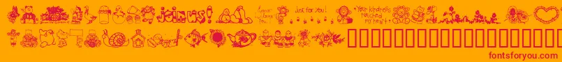 フォントLittleCuties – オレンジの背景に赤い文字