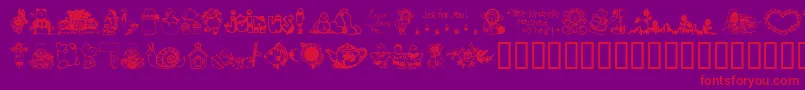 LittleCuties Font – Red Fonts on Purple Background