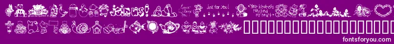 LittleCuties-Schriftart – Weiße Schriften auf violettem Hintergrund