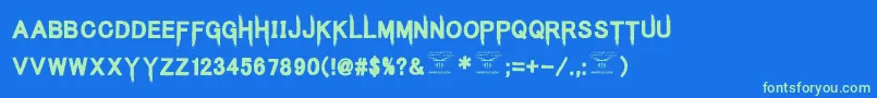 KingsbutcherRegular Font – Green Fonts on Blue Background