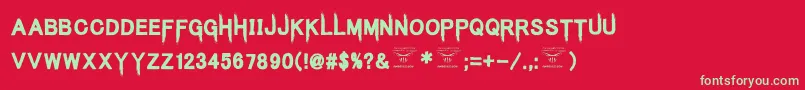 KingsbutcherRegular Font – Green Fonts on Red Background