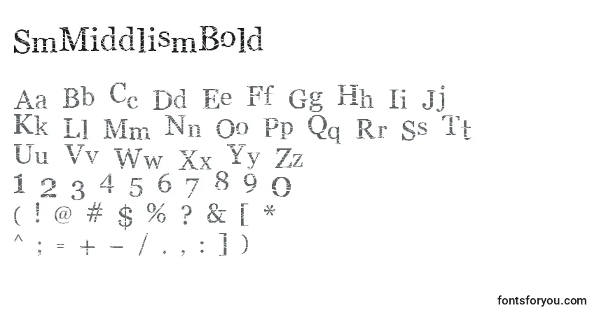 Schriftart SmMiddlismBold – Alphabet, Zahlen, spezielle Symbole