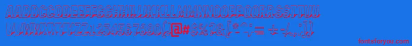 AMachinanova3Dsh-Schriftart – Rote Schriften auf blauem Hintergrund