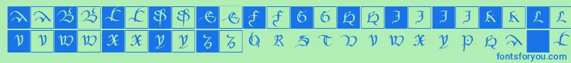 Mkancellerescacaps Font – Blue Fonts on Green Background