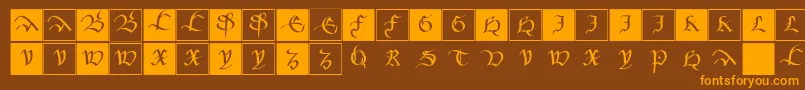 Шрифт Mkancellerescacaps – оранжевые шрифты на коричневом фоне