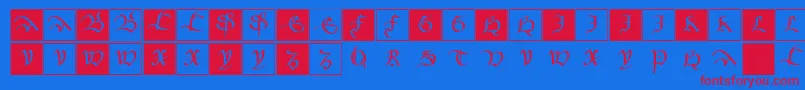 Mkancellerescacaps Font – Red Fonts on Blue Background