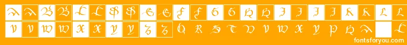 Шрифт Mkancellerescacaps – белые шрифты на оранжевом фоне