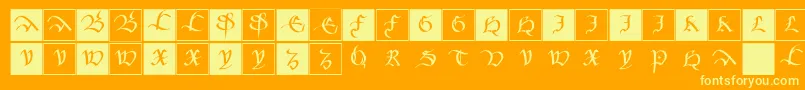 フォントMkancellerescacaps – オレンジの背景に黄色の文字