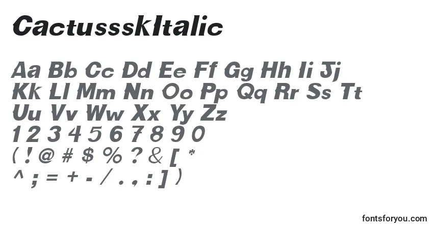 Шрифт CactussskItalic – алфавит, цифры, специальные символы