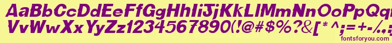 フォントCactussskItalic – 紫色のフォント、黄色の背景
