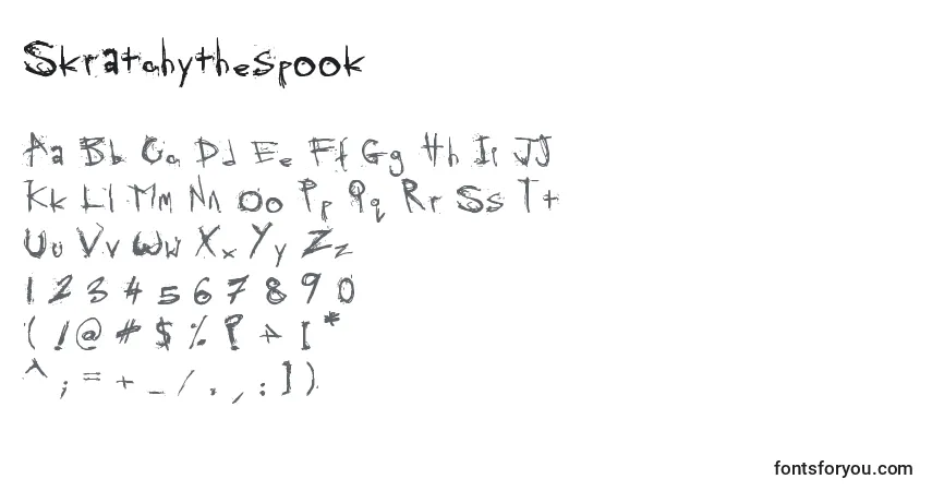 Czcionka Skratchythespook – alfabet, cyfry, specjalne znaki
