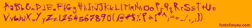 Skratchythespook Font – Purple Fonts on Orange Background