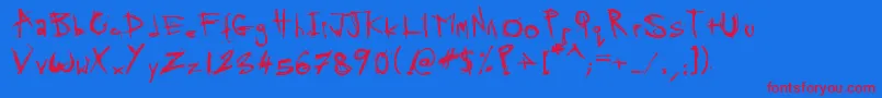 Шрифт Skratchythespook – красные шрифты на синем фоне