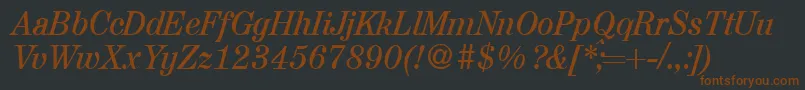 A850RomanItalic-fontti – ruskeat fontit mustalla taustalla