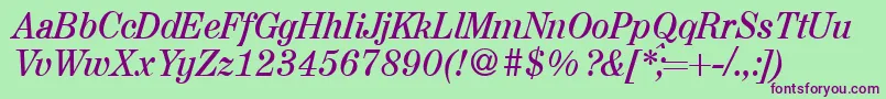 A850RomanItalic Font – Purple Fonts on Green Background