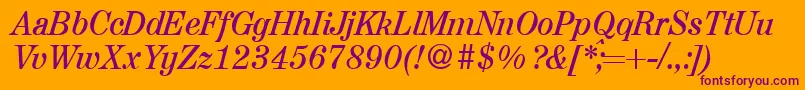 A850RomanItalic Font – Purple Fonts on Orange Background