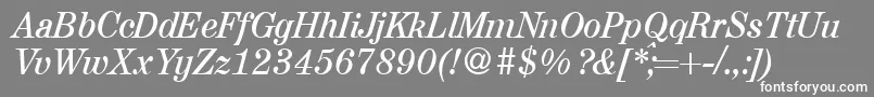 フォントA850RomanItalic – 灰色の背景に白い文字