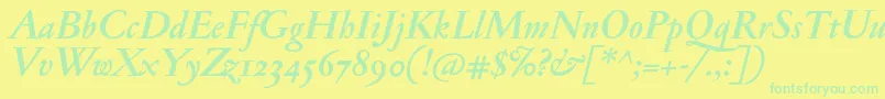 JannonantosfBolditalic-Schriftart – Grüne Schriften auf gelbem Hintergrund