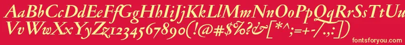 JannonantosfBolditalic Font – Yellow Fonts on Red Background