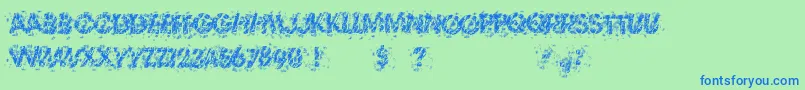 TheThrillOfTheKill-Schriftart – Blaue Schriften auf grünem Hintergrund