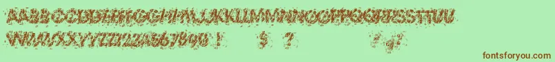 フォントTheThrillOfTheKill – 緑の背景に茶色のフォント