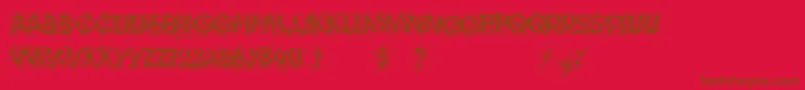 TheThrillOfTheKill-Schriftart – Braune Schriften auf rotem Hintergrund