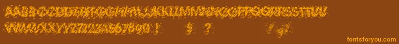 フォントTheThrillOfTheKill – オレンジ色の文字が茶色の背景にあります。