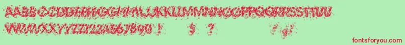Fonte TheThrillOfTheKill – fontes vermelhas em um fundo verde