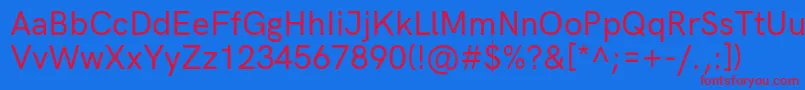 HkgroteskMedium-Schriftart – Rote Schriften auf blauem Hintergrund