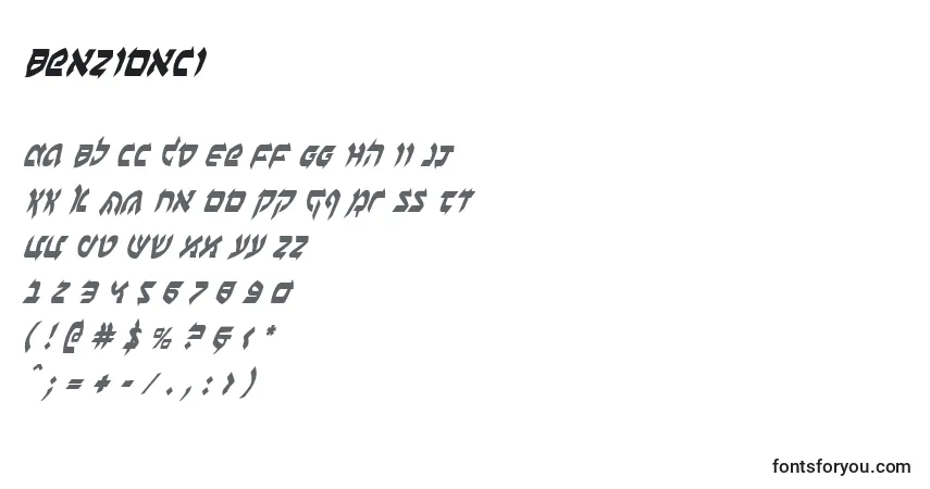 A fonte Benzionci – alfabeto, números, caracteres especiais