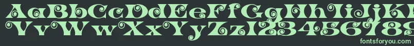 K22SpiralSwash Font – Green Fonts on Black Background