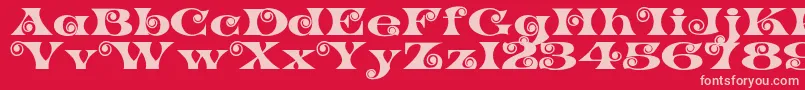 K22SpiralSwash Font – Pink Fonts on Red Background