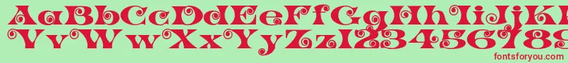K22SpiralSwash Font – Red Fonts on Green Background