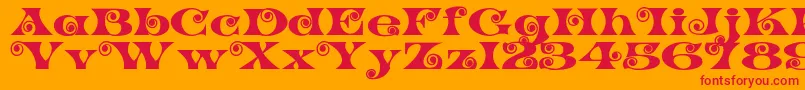 フォントK22SpiralSwash – オレンジの背景に赤い文字