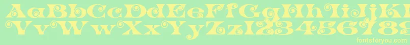 Saiba mais sobre a fonte K22SpiralSwash Fonte K22SpiralSwash – fontes amarelas em um fundo verde