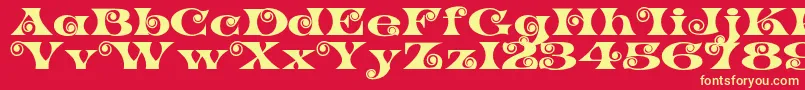 K22SpiralSwash Font – Yellow Fonts on Red Background