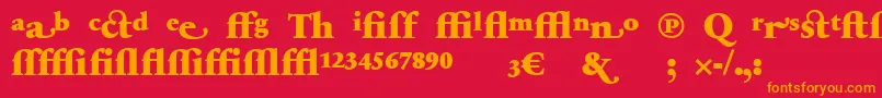 SabonnextLtBlackAlternate-Schriftart – Orangefarbene Schriften auf rotem Hintergrund
