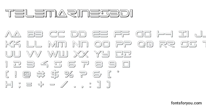 A fonte Telemarines3D1 – alfabeto, números, caracteres especiais