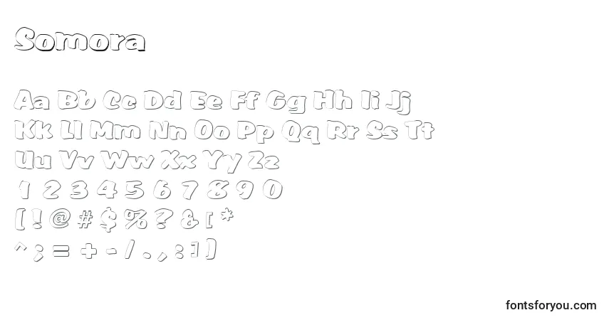 Шрифт Somora – алфавит, цифры, специальные символы