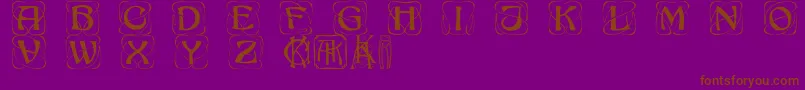 Khachaturiancaps-Schriftart – Braune Schriften auf violettem Hintergrund