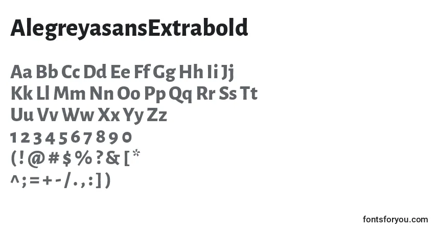 A fonte AlegreyasansExtrabold – alfabeto, números, caracteres especiais