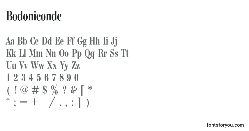 A fonte Bodonicondc – alfabeto, números, caracteres especiais