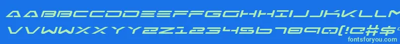 FreeAgentExpandedItalic Font – Green Fonts on Blue Background